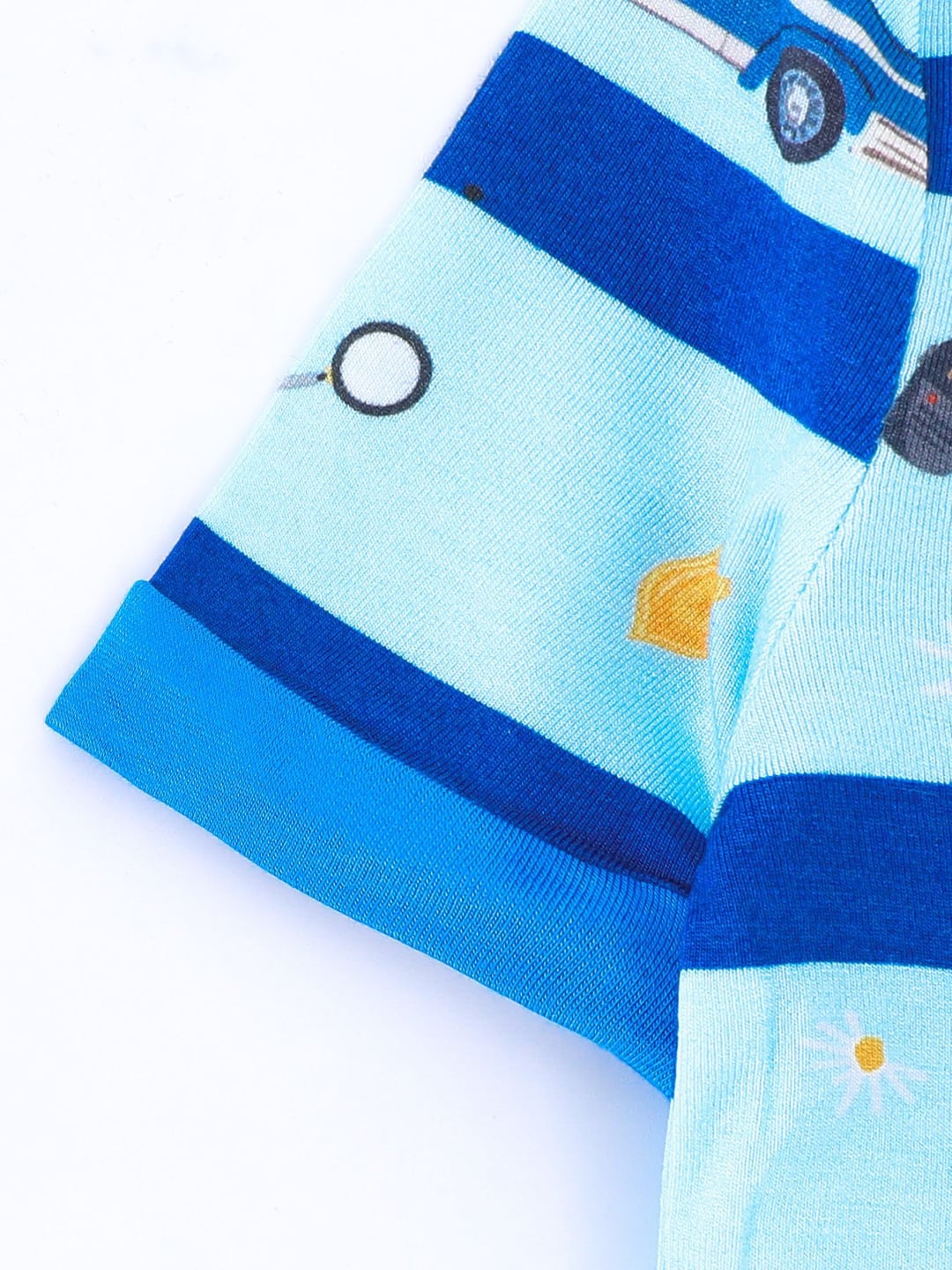 Bamboo Fiber Baby Romper, Striped Print, Short Sleeve & Short Leg