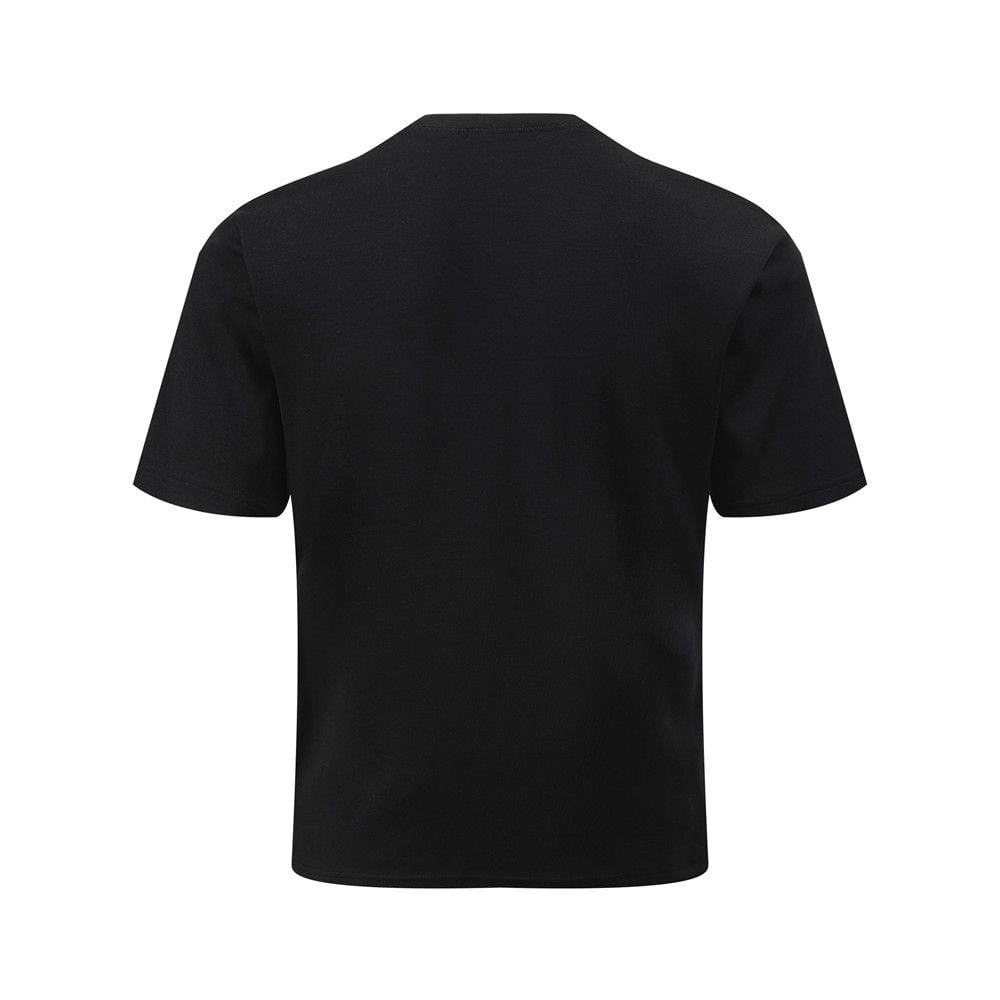 European and American INS trendy loose half-button crew neck short-sleeve T-shirt