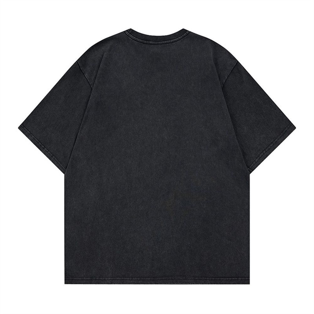 Men's ins vintage T-shirt with graffiti letter print