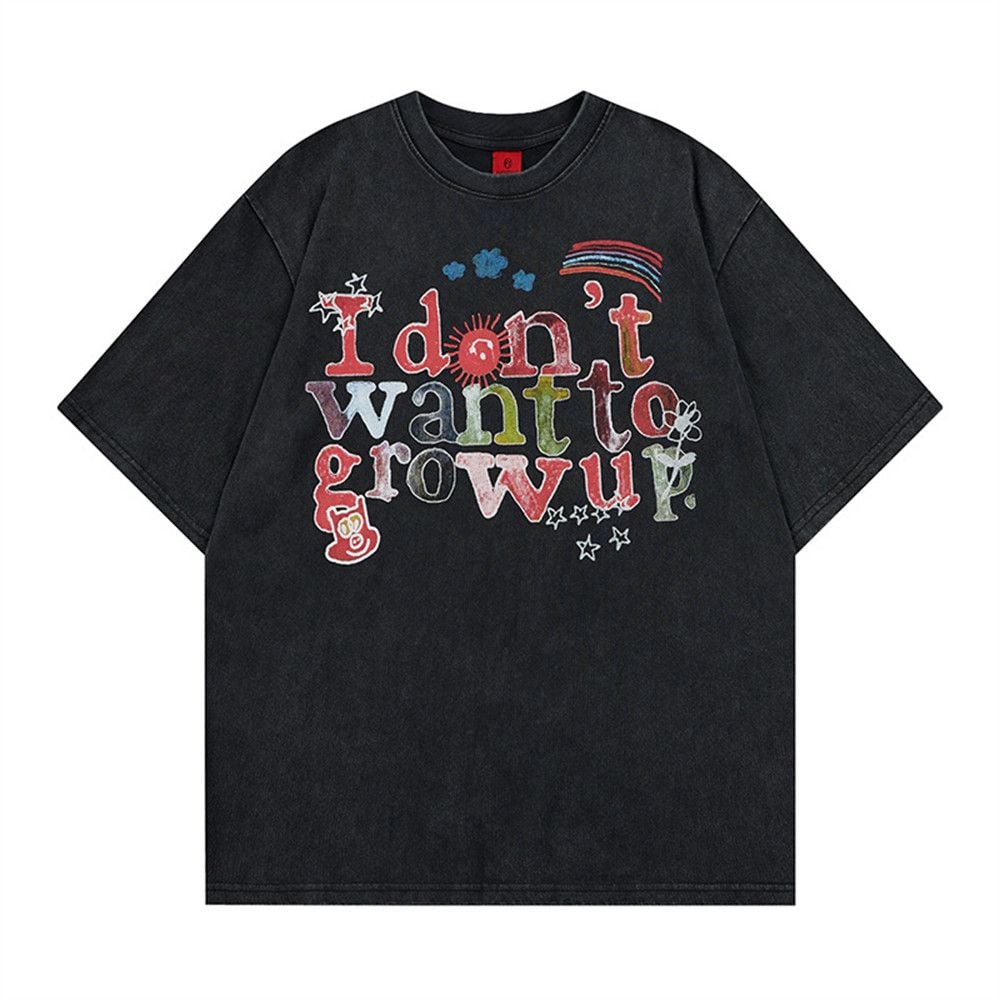 Men's ins vintage T-shirt with graffiti letter print