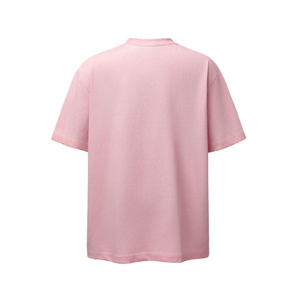 Men's loose casual short-sleeve T-shirt with letter spray paint & vintage dirty wash finish