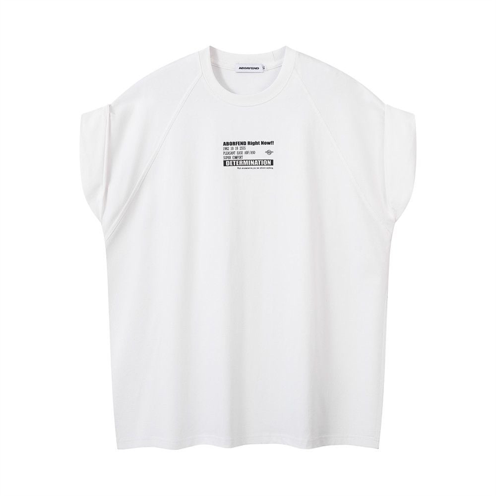 Men's letter print rolled-cuff short-sleeve T-shirt