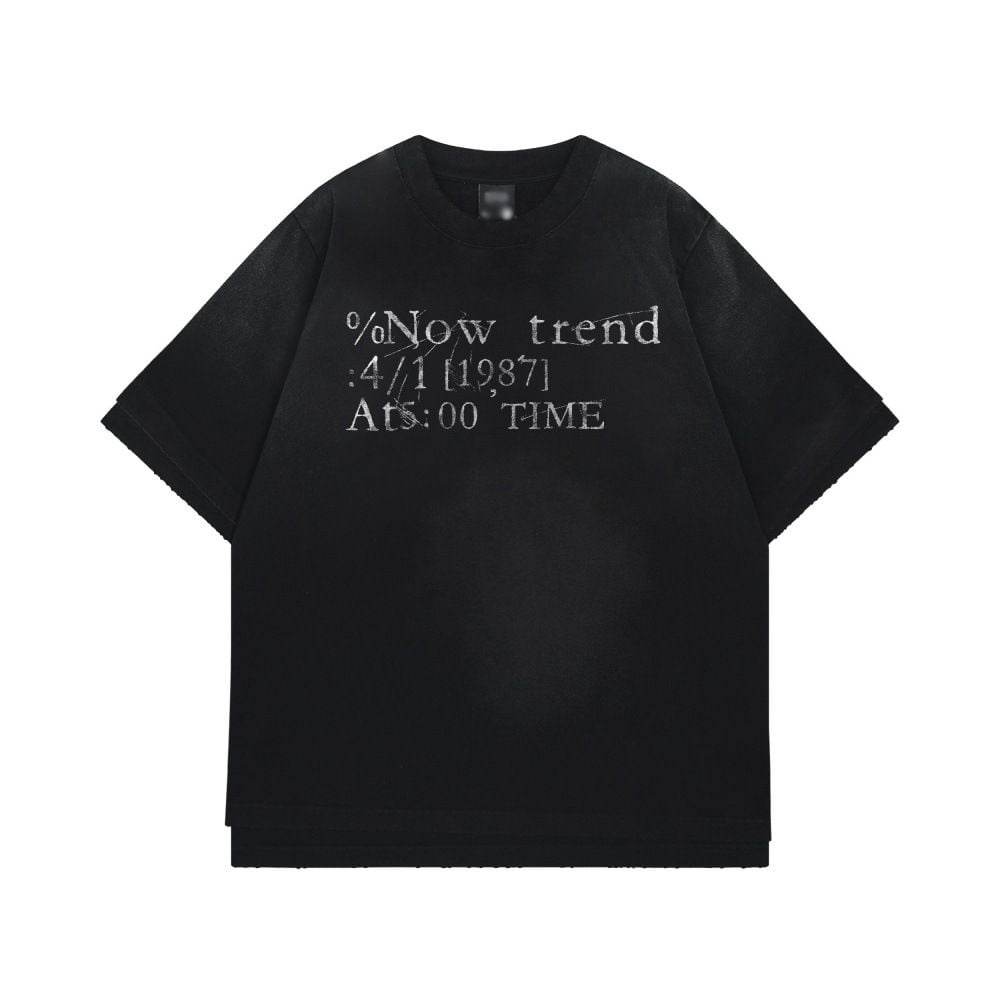 Men's double-layer fake two-piece letter print short-sleeve T-shirt