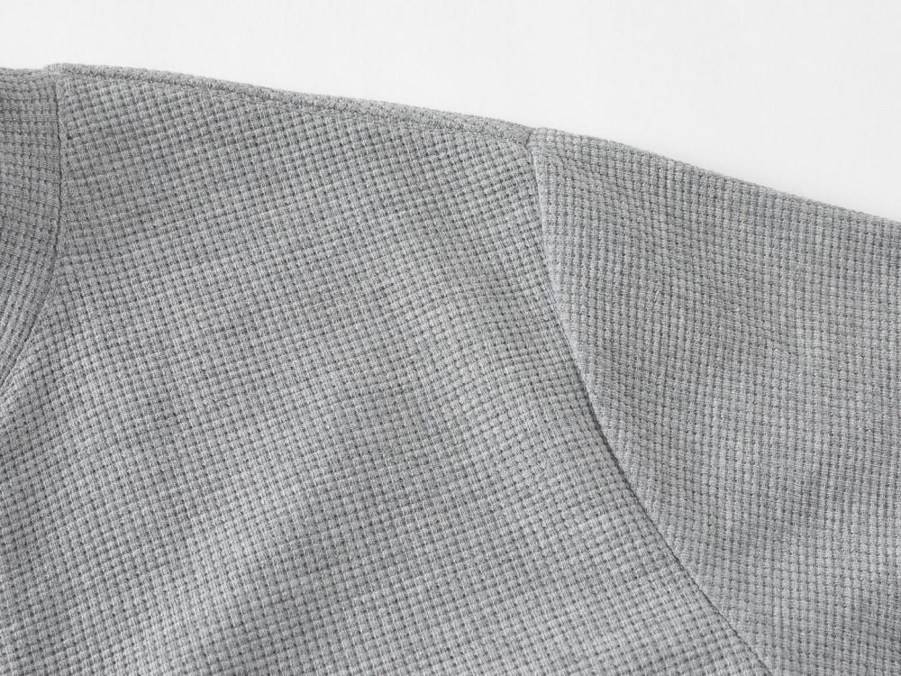 European and American trendy color-block crew neck half-zip waffle casual top