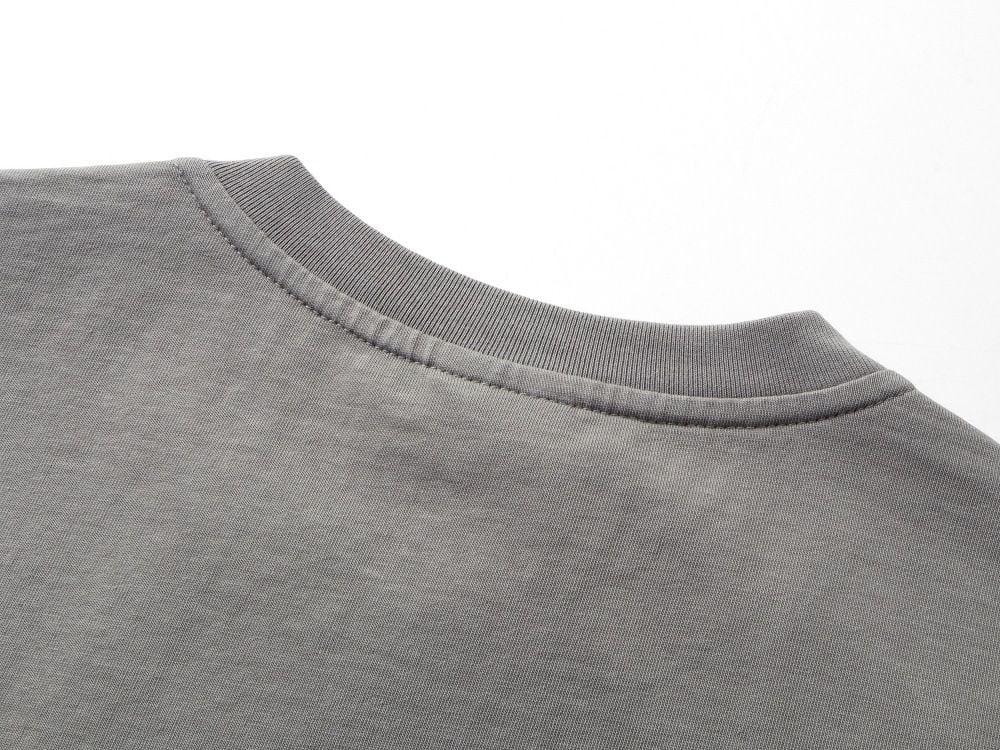 Portrait Print Short Sleeve T-shirt, Loose Top with Spray Paint Dirty Washed Finish