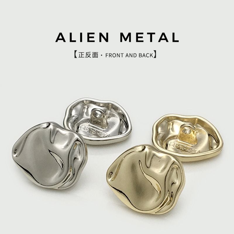 Vintage irregular metal buttons with uneven texture