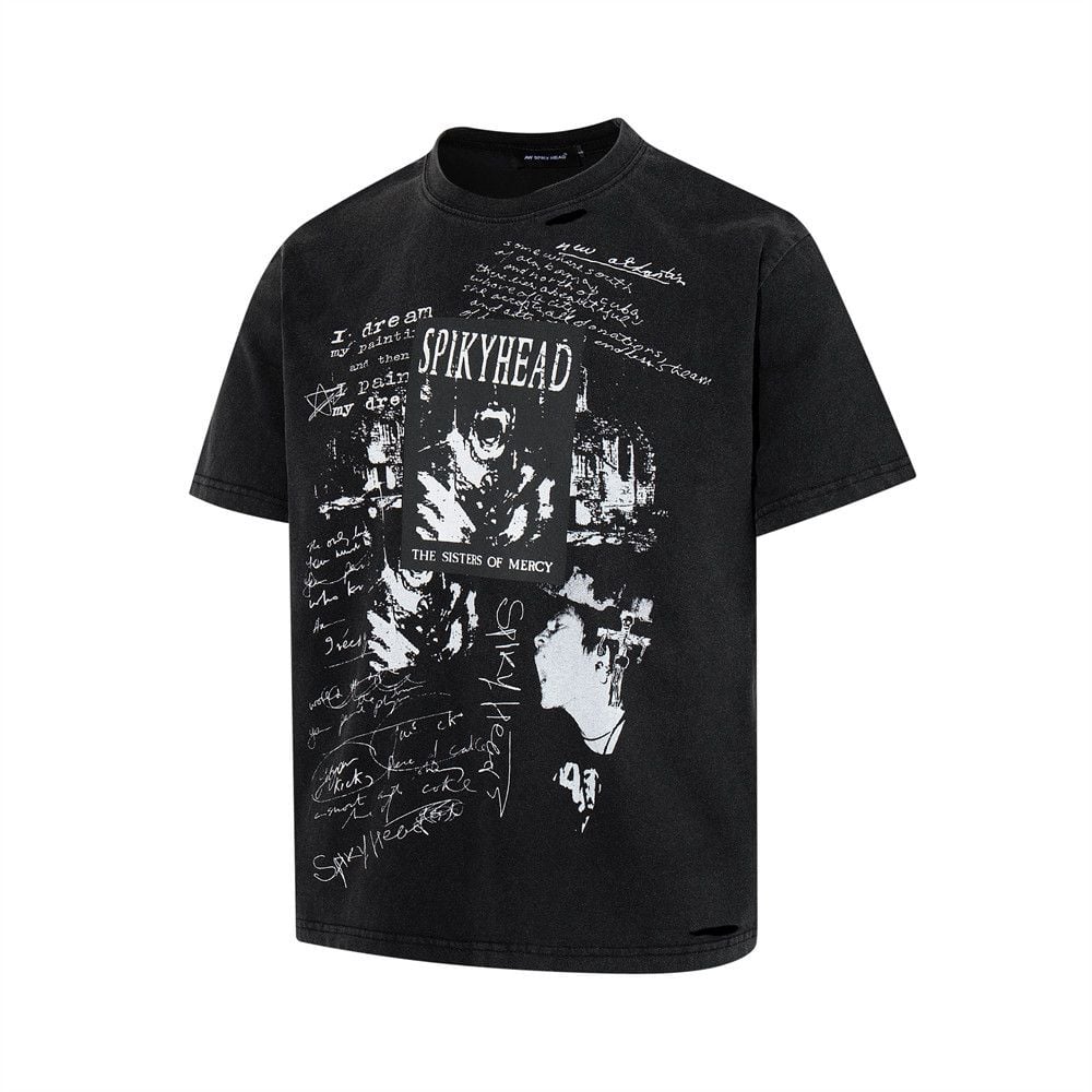 Men's cotton loose graffiti short-sleeve T-shirt for summer