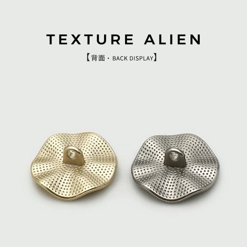 Vintage irregular texture lotus-shaped metal hand-sewn button