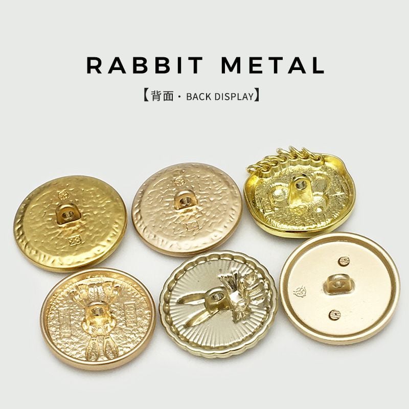 Three-Dimensional Rabbit Shaped Metal Buttons