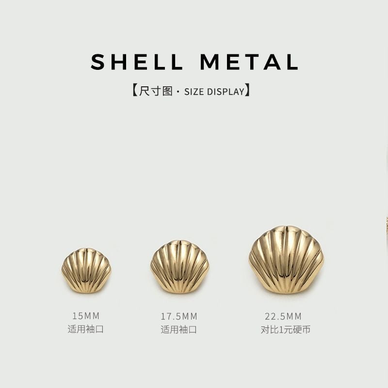 Stylish irregular shell-shaped metal button with ocean vibe