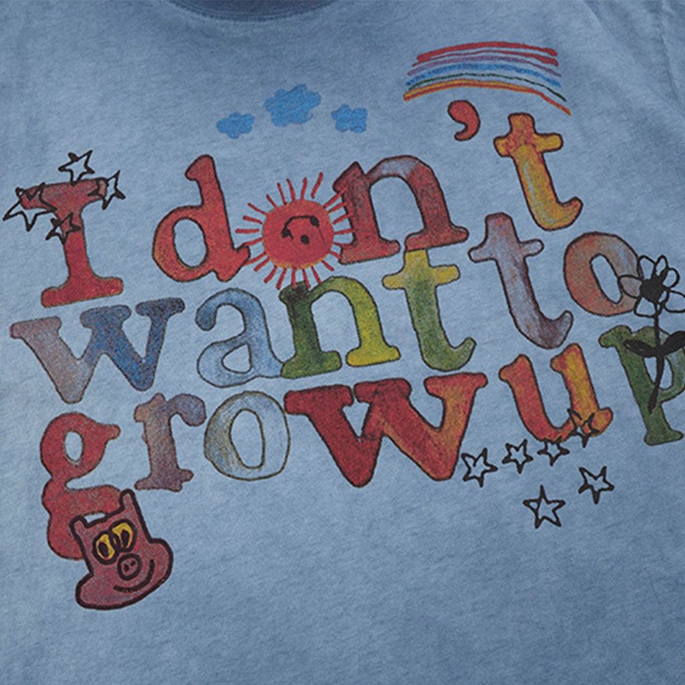 Men's ins vintage T-shirt with graffiti letter print