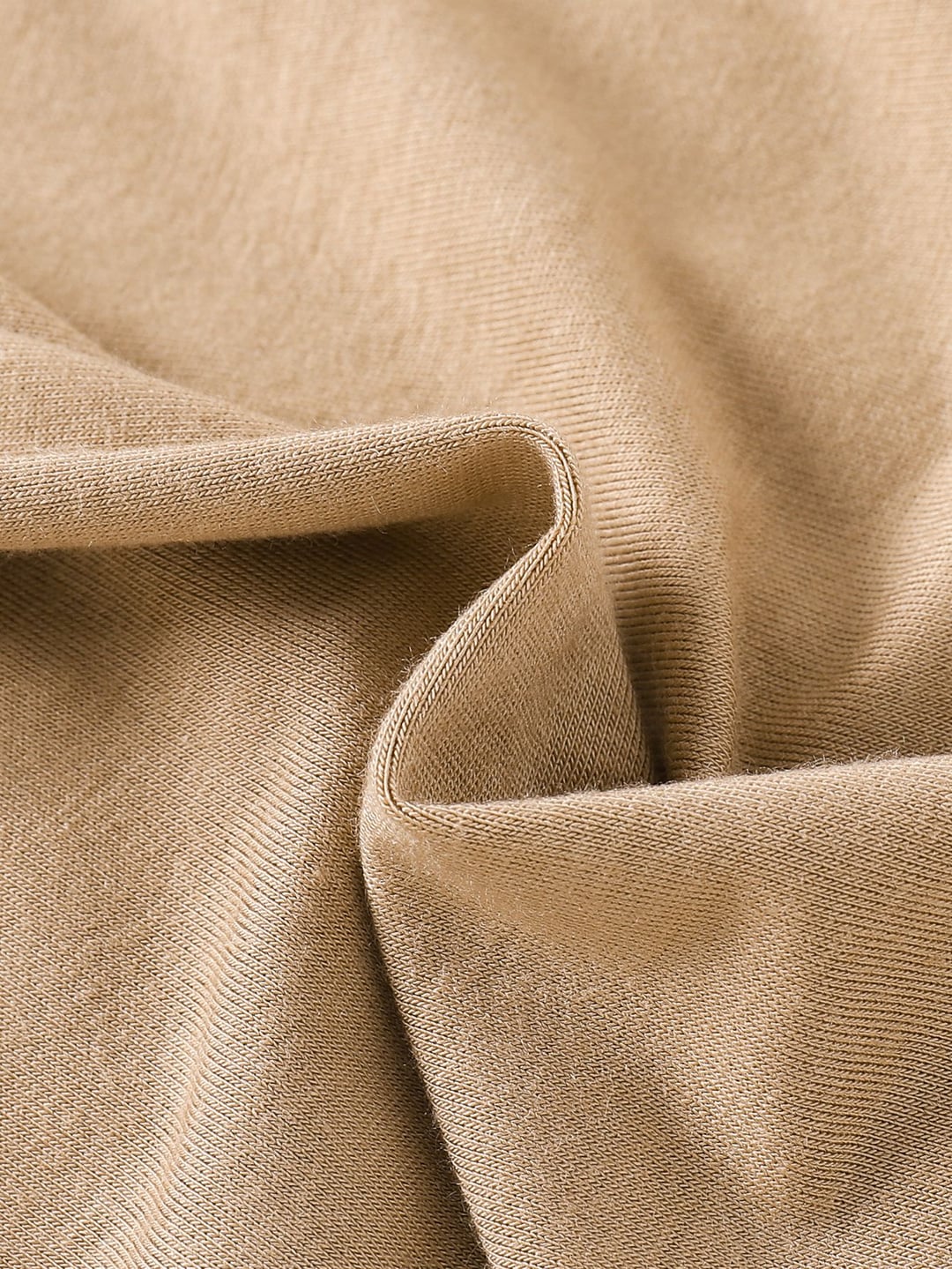 Bamboo Fiber Baby Khaki Solid Color Zipper Footed Onesie with Foldable Mittens