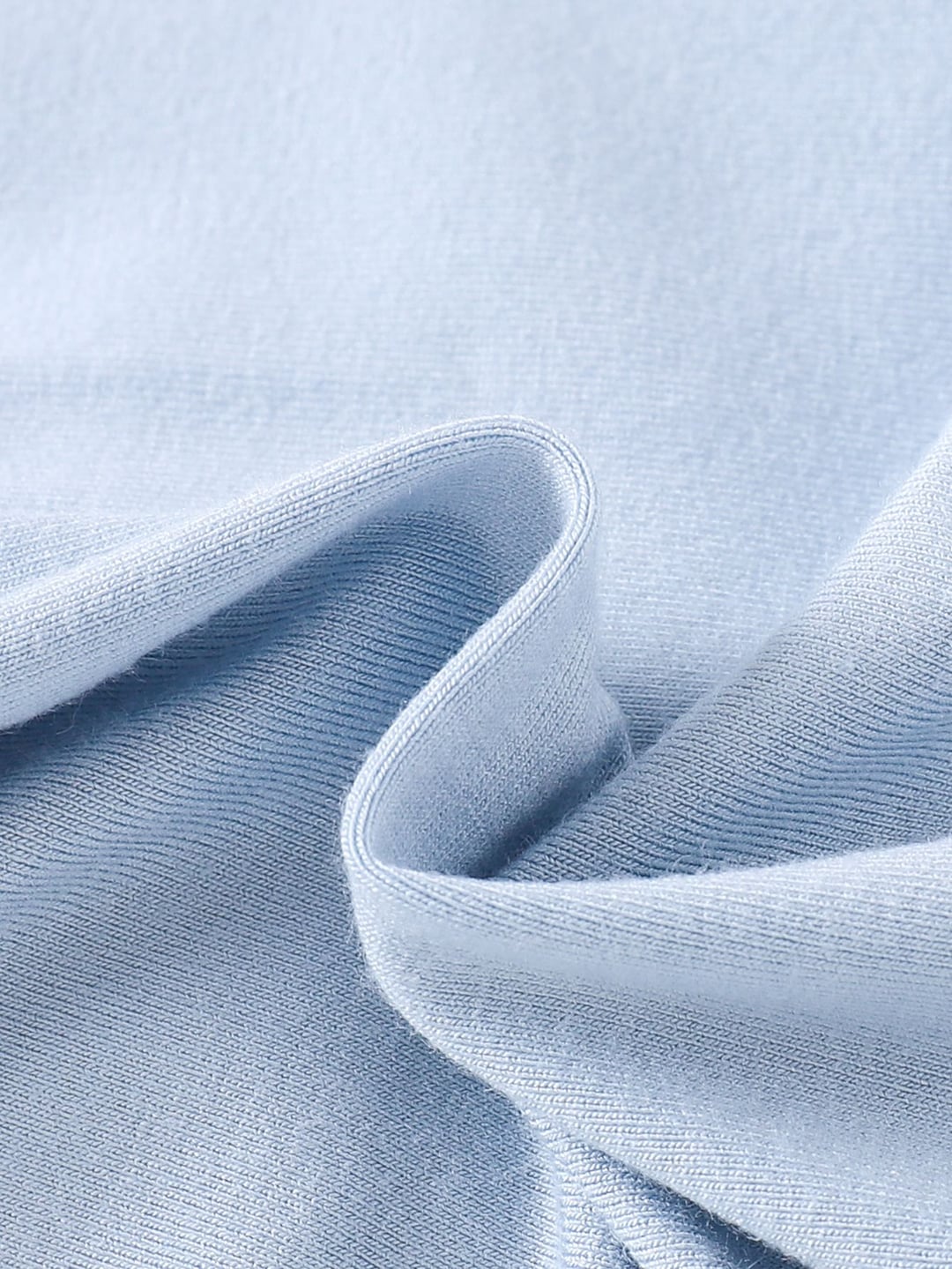 Light Blue Solid Color Bamboo Fiber Baby Zip-up Romper with Fold-over Footies