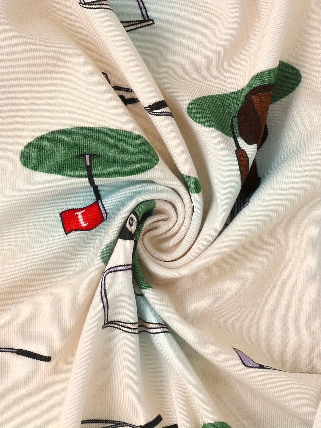 Bamboo Fiber Baby Golf Digital Print Zip-up Romper with Fold-over Footies