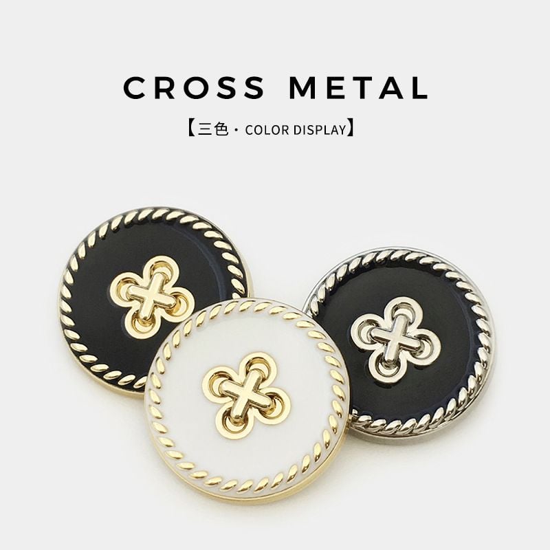 Round Metal Button with Four-Leaf Clover