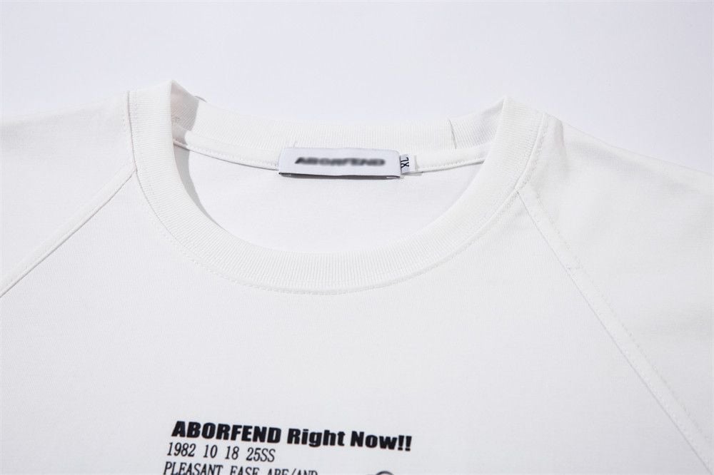 Men's letter print rolled-cuff short-sleeve T-shirt