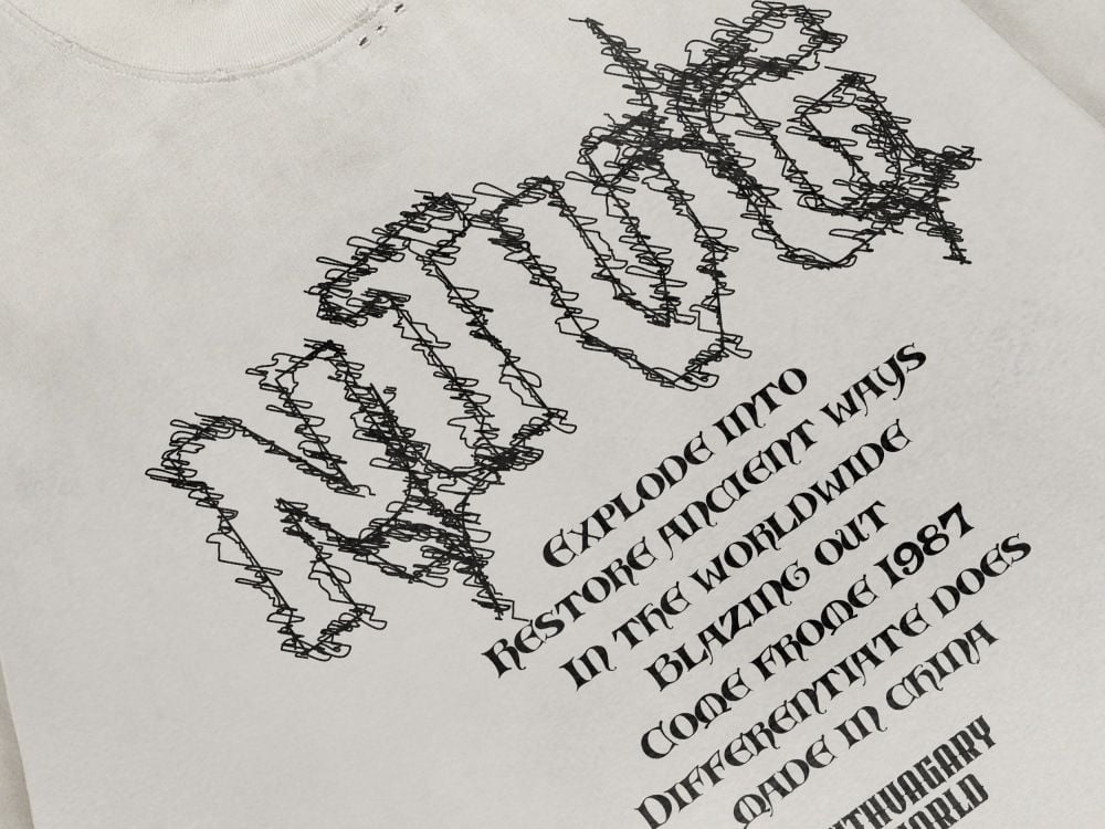 Men's Creative Graffiti Letter Print Short Sleeve T-shirt, 100% Cotton