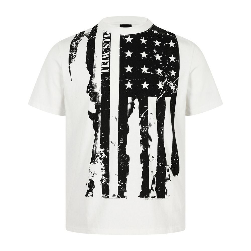 Men's trendy summer short-sleeve T-shirt with color-block splatter print