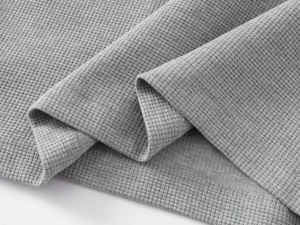 European and American trendy color-block crew neck half-zip waffle casual top