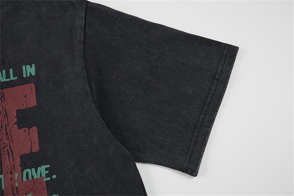 Vintage Letter Print Cotton Short-Sleeve T-Shirt, Ins Streetwear