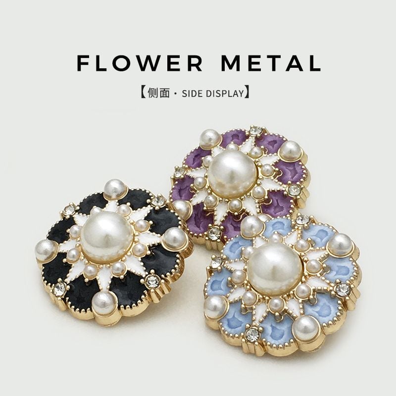 Chinese style flower-shaped metal button with enamel, versatile