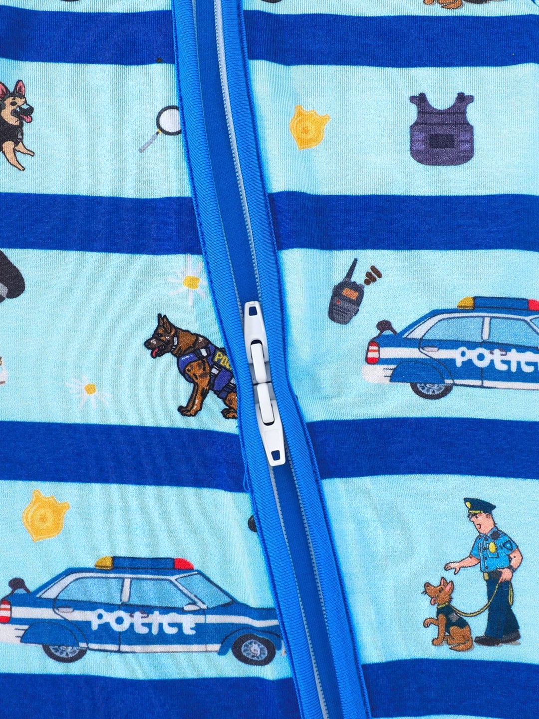 Bamboo Fiber Baby Romper, Striped Print, Short Sleeve & Short Leg