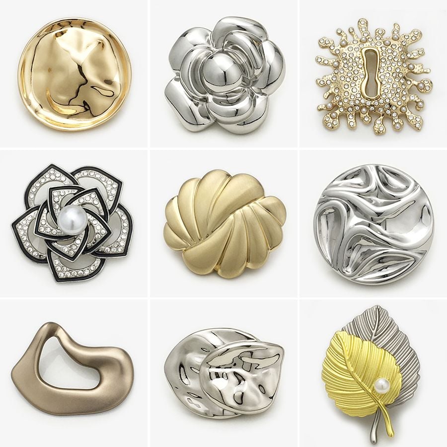 Large irregular shaped button with ruffled flower design