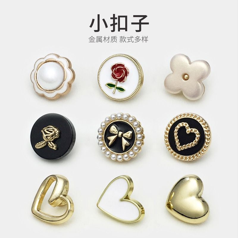 Premium round heart & rose flower pearl buttons
