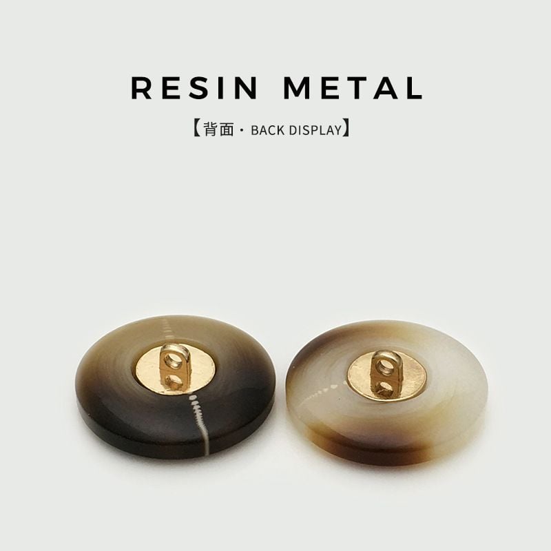 Simple Two-tone Resin & Metal Round Buttons