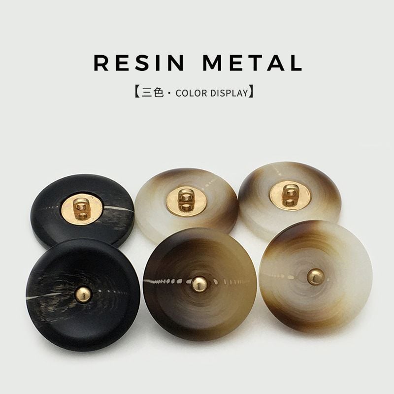 Simple Two-tone Resin & Metal Round Buttons