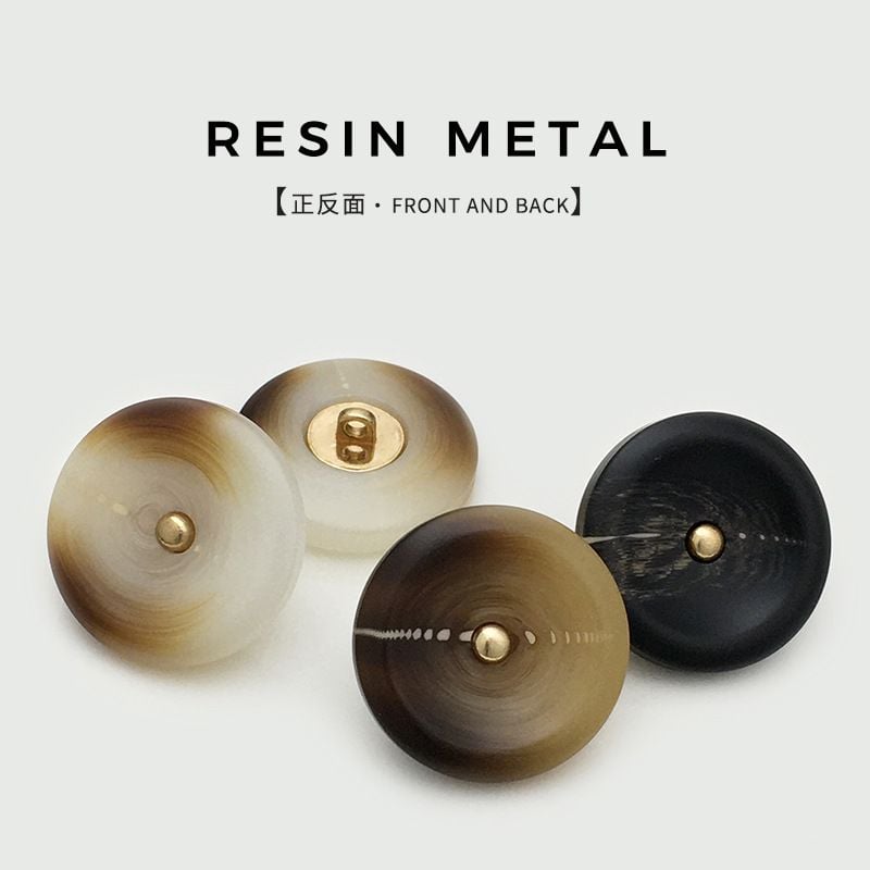 Simple Two-tone Resin & Metal Round Buttons