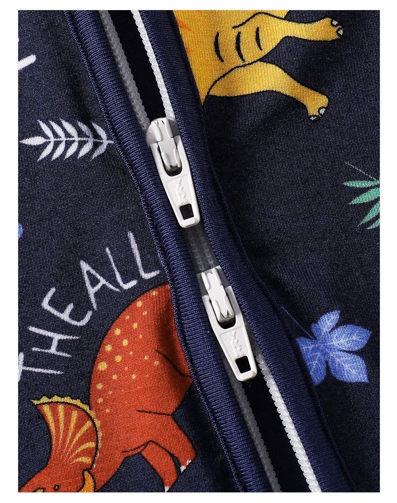 Soft Bamboo Fiber Double Zipper Dinosaur Printed Baby RomperSoft Bamboo Fiber Double Zipper Dinosaur Printed Baby Romper