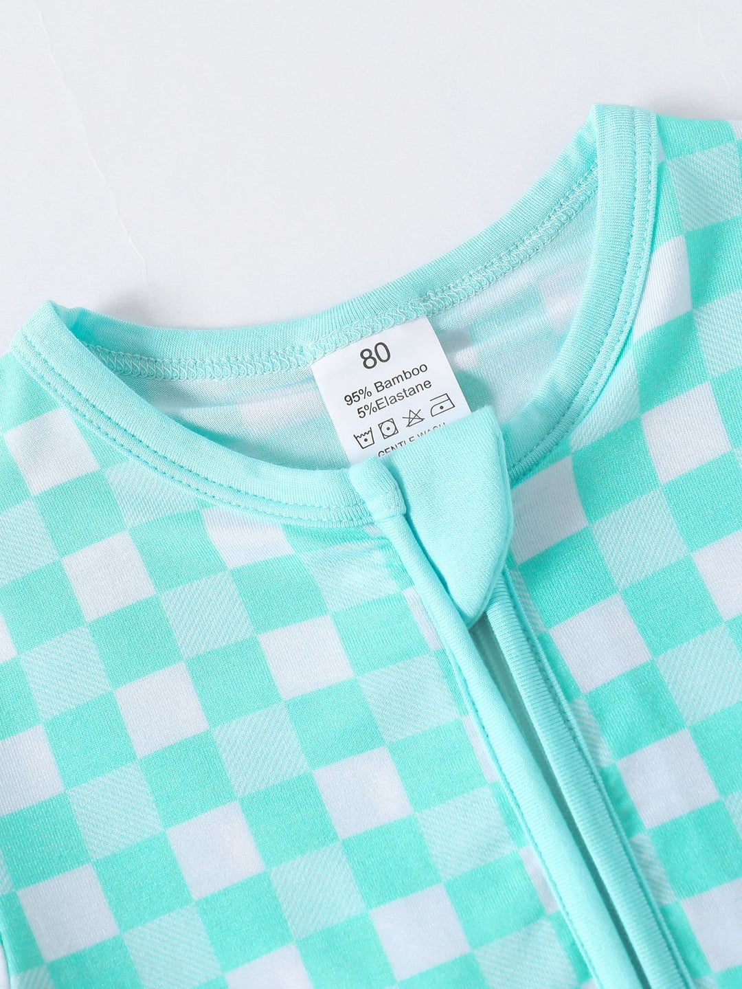 Summer Bamboo Fiber Green Plaid Double Zipper Romper