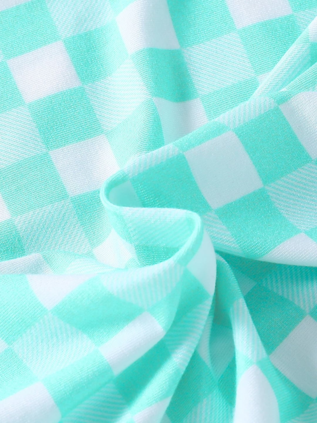 Summer Bamboo Fiber Green Plaid Double Zipper Romper