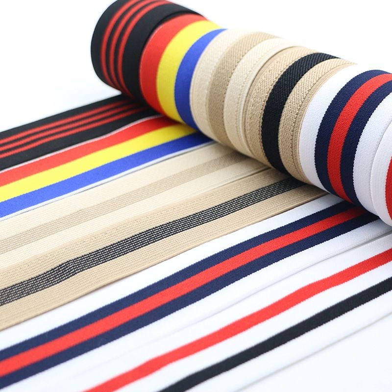 Thick Colorful Striped Elastic Band High Elastic Webbing Wide Rubber Band
