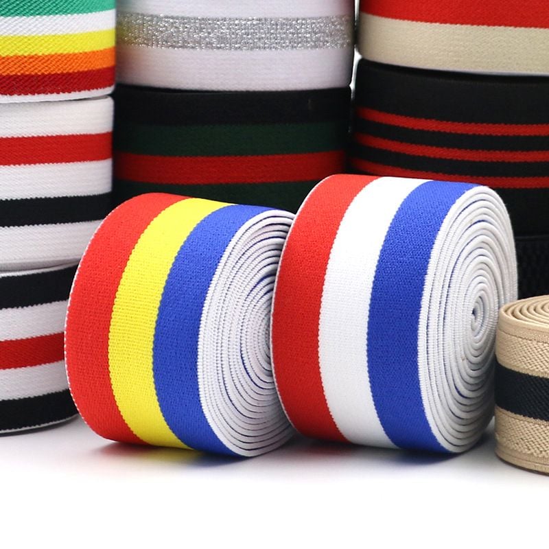 Thick Colorful Striped Elastic Band High Elastic Webbing Wide Rubber Band