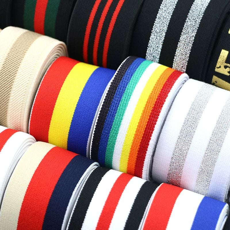 Thick Colorful Striped Elastic Band High Elastic Webbing Wide Rubber Band