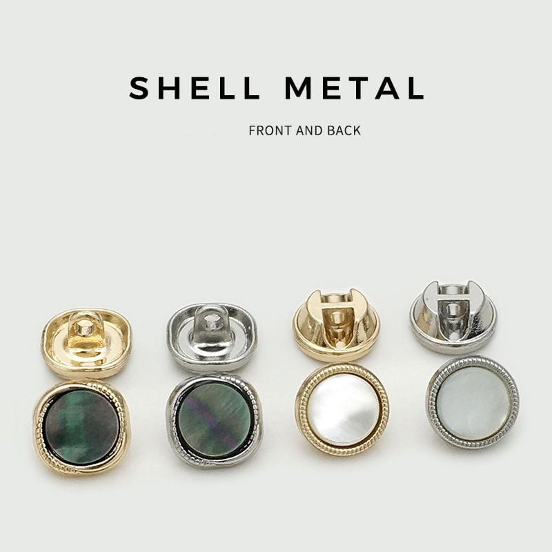 Vintage Faux Shell Pearl Oval Metal Buttons