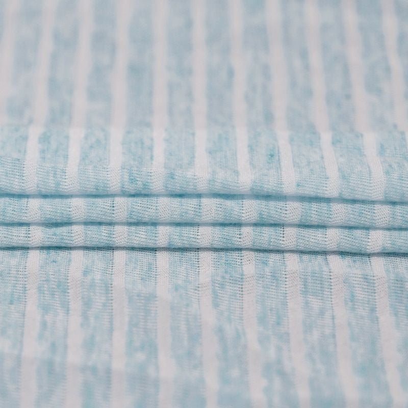 125GSM Ultra Thin Striped Knitted Linen Rayon Fabric For Summer Short Long Sleeve