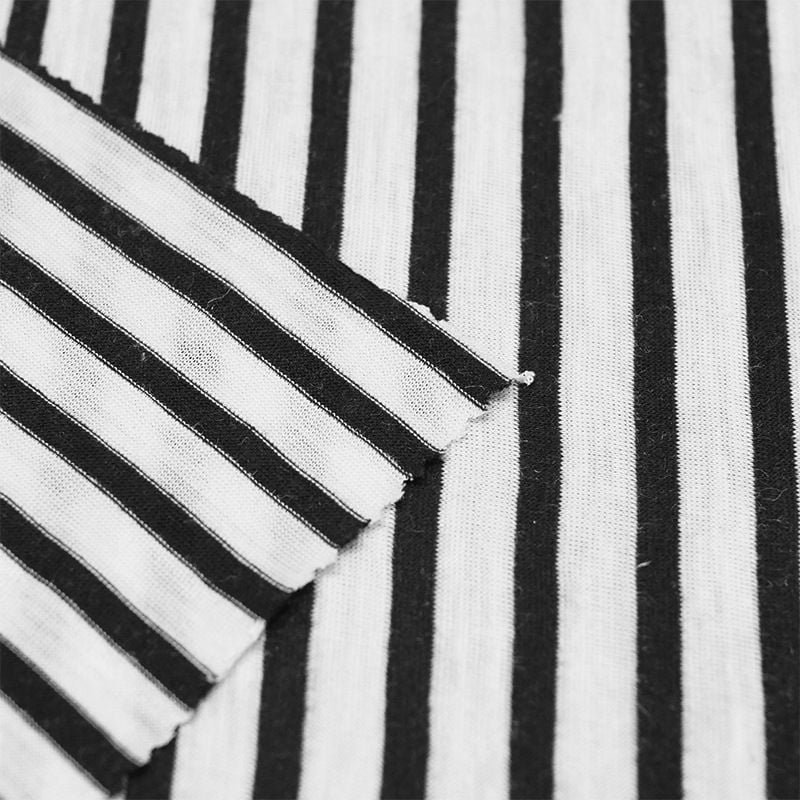 145GSM Striped Knitted Ramie Cotton Fabric For Spring Summer T Shirts Dresses Loungewear