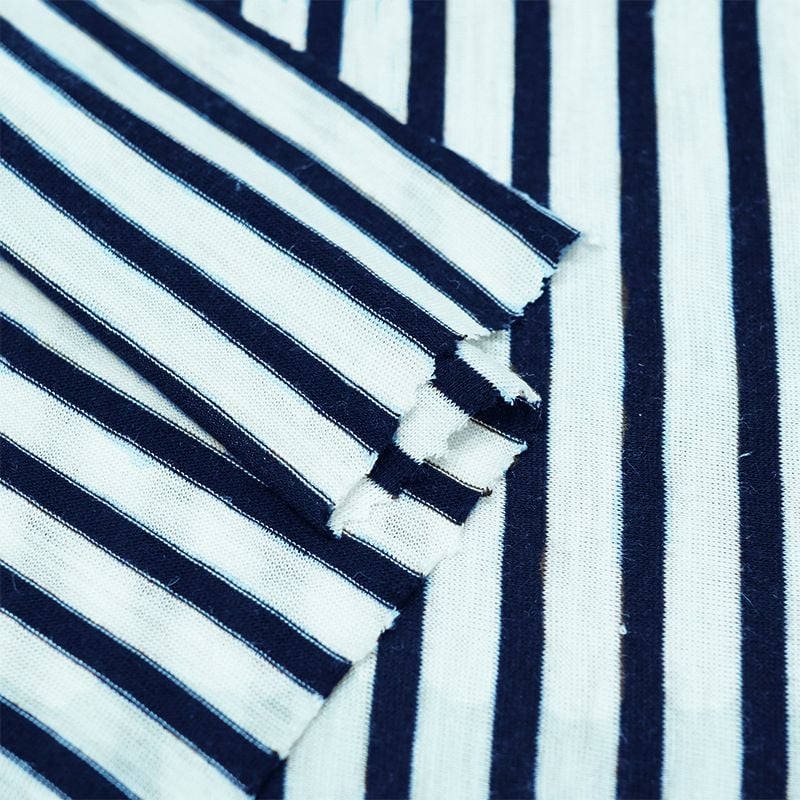 145GSM Striped Knitted Ramie Cotton Fabric For Spring Summer T Shirts Dresses Loungewear