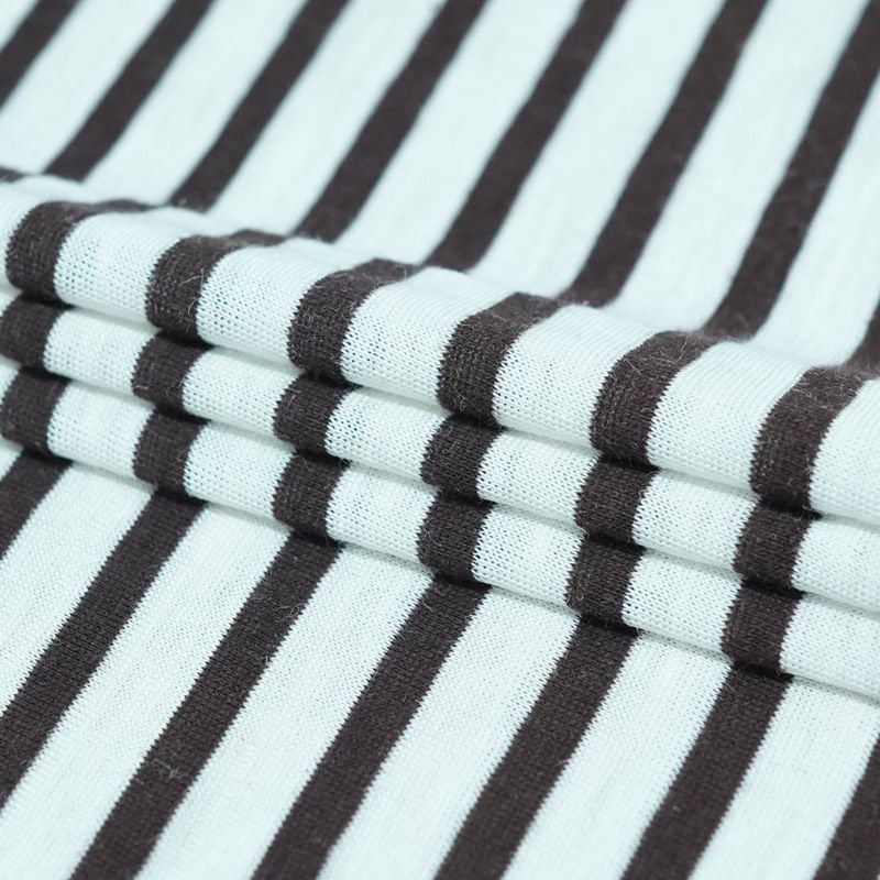145GSM Striped Knitted Ramie Cotton Fabric For Spring Summer T Shirts Dresses Loungewear