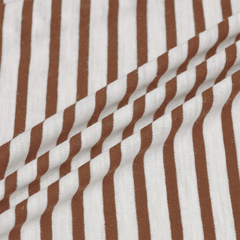 145GSM Striped Knitted Ramie Cotton Fabric For Spring Summer T Shirts Dresses Loungewear