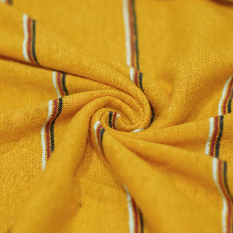 155GSM Striped Knitted Hemp Fabric For T Shirts Shirts Casual Wear
