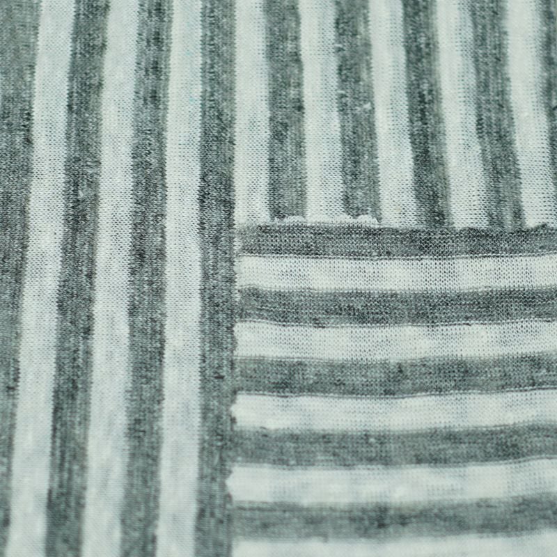 160GSM Striped Knitted Pure Linen Fabric For Summer Short Sleeve Polo Shirts Cami Tops