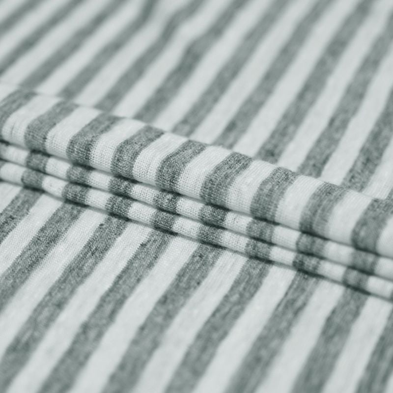 160GSM Striped Knitted Pure Linen Fabric For Summer Short Sleeve Polo Shirts Cami Tops