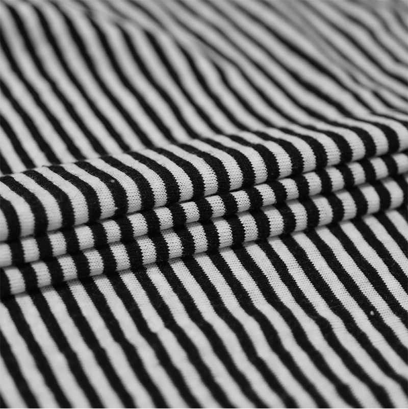 165GSM Striped Knitted Linen Cotton Fabric For Summer Short Sleeve Polo Shirts
