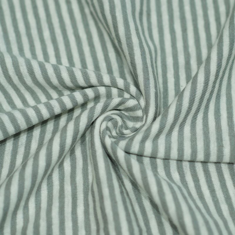 165GSM Striped Knitted Linen Cotton Fabric For Summer Short Sleeve Polo Shirts
