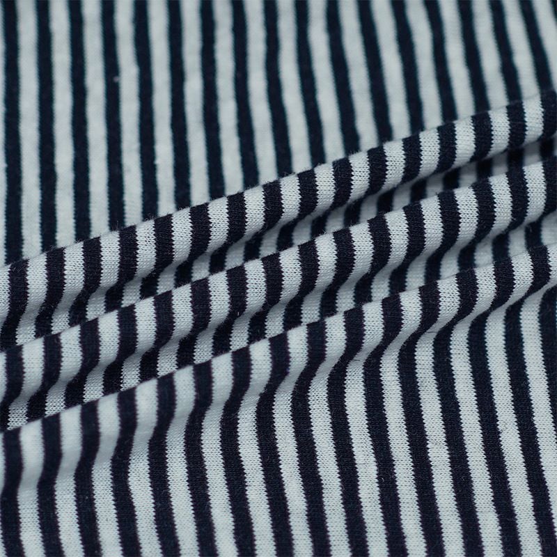 165GSM Striped Knitted Linen Cotton Fabric For Summer Short Sleeve Polo Shirts