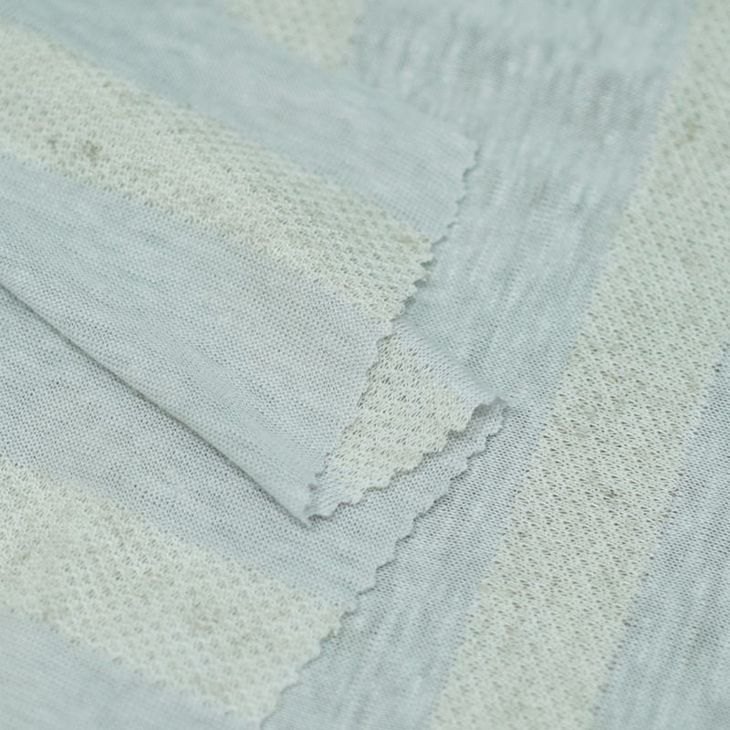 165GSM Wide Striped Knitted Linen Polyester Fabric For Short Long Sleeve Dresses